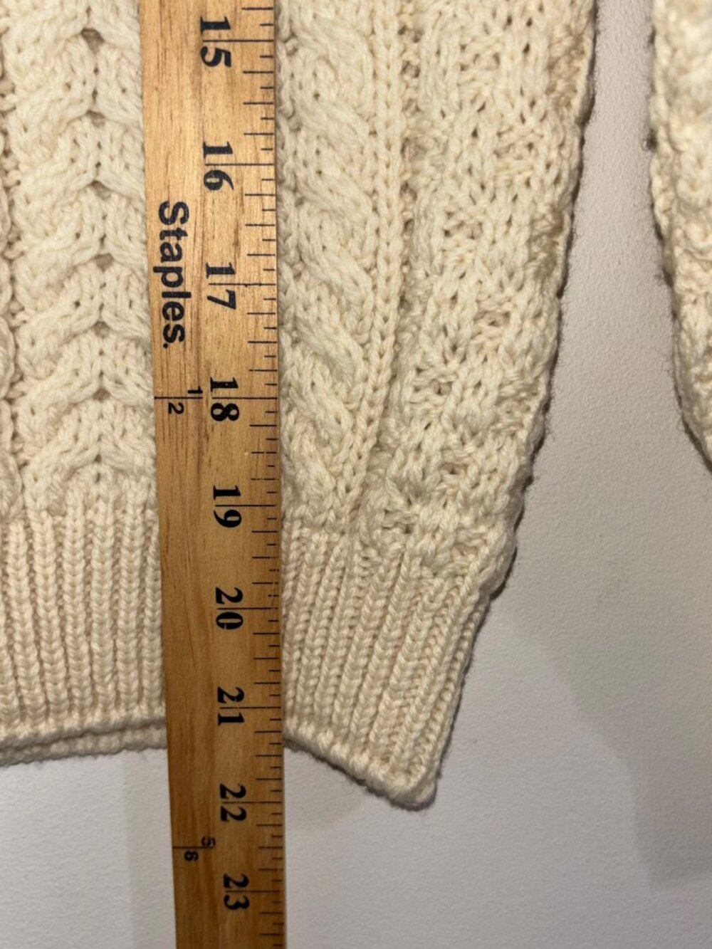 Carraig Donn Kids Aran Cardigan XXL Cream 100% Merino Wool Sweater Ireland - Picture 9 of 10